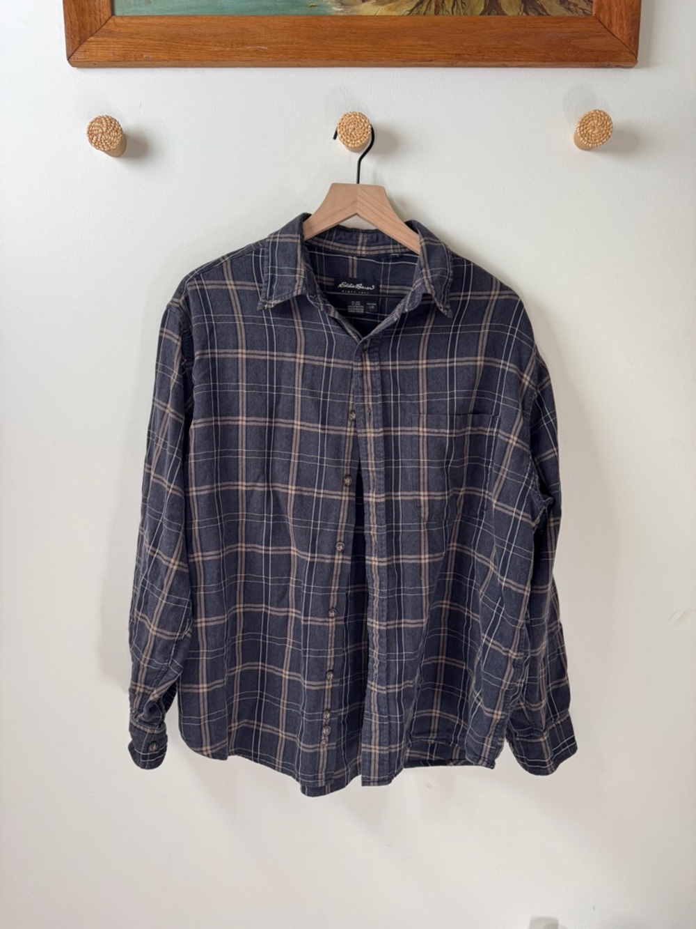 Eddie Bauer Men's Navy Plaid Button-Up Shirt